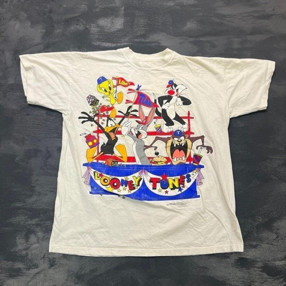 Vintage Looney Tunes Shirt Mens Large White 1990s USA